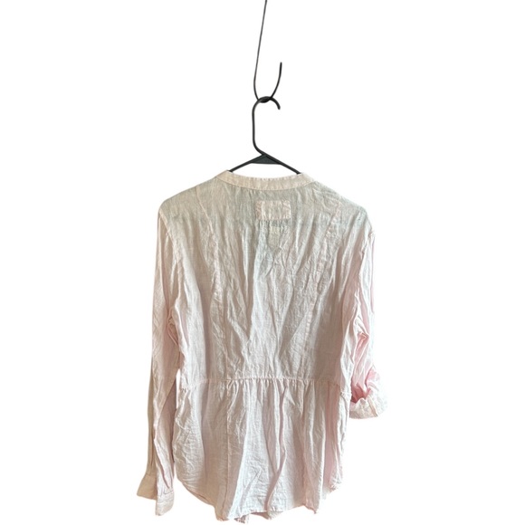 Malvin blush pink linen tunic length blouse with pintuck pleats Sz XL - Picture 2 of 7